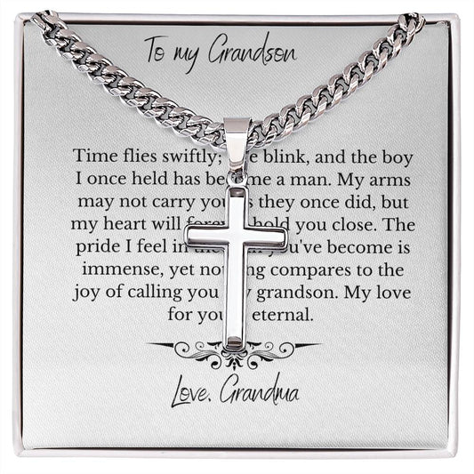 Everlasting Faith & Love: Artisan Cross Necklace for Grandson from Grandma